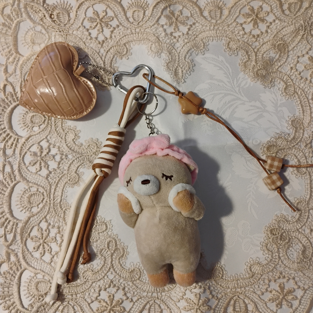 Plush teddy bear bag charm